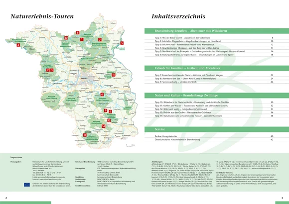 Doppelseite aus der Imagebroschüre Brandenburg natürlich