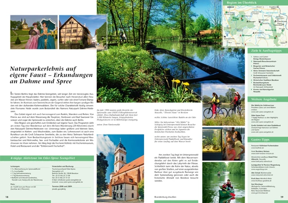 Doppelseite aus der Imagebroschüre Brandenburg natürlich